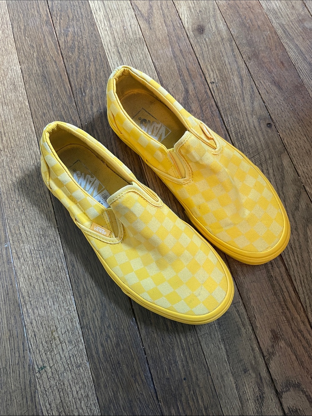 Vans Yellow Checkerboard Slip-On Sneakers